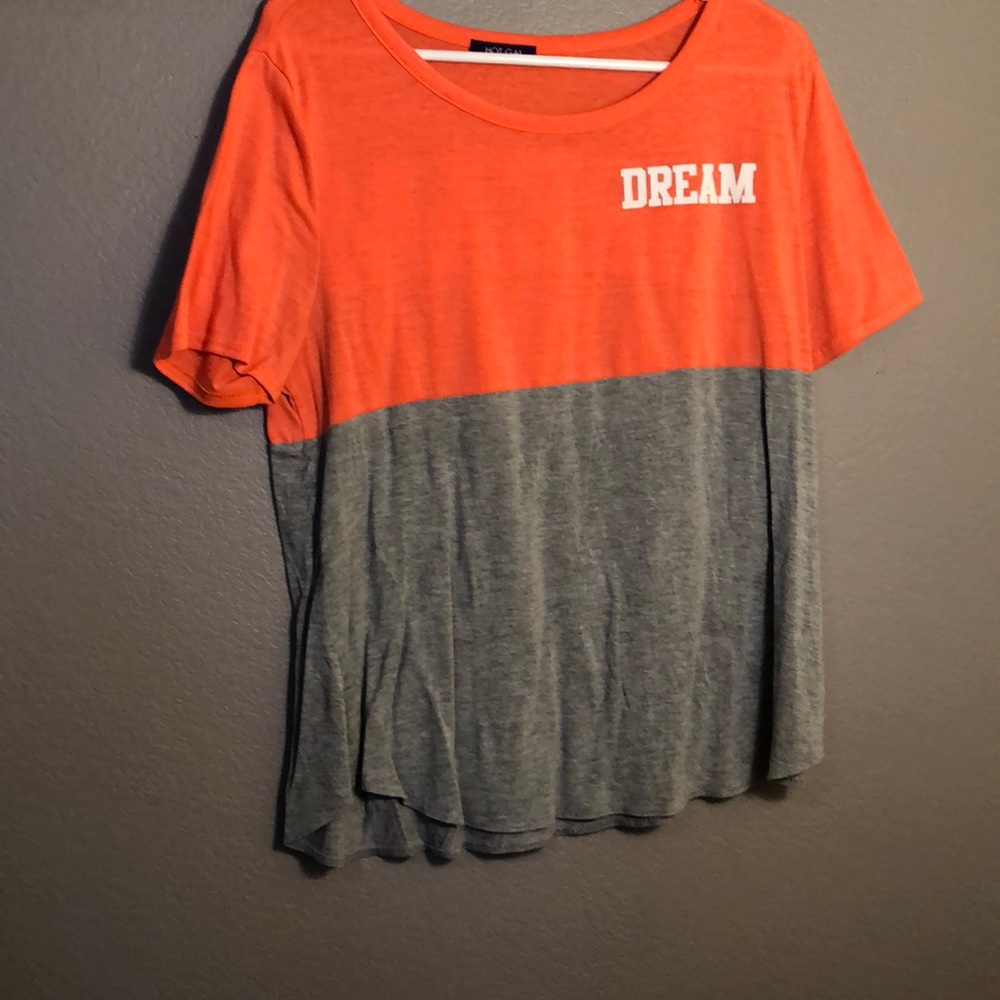 Bright orange and gray dream top